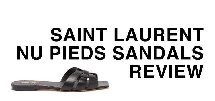 Saint Laurent Tribute Slip On Sandal In Black Maine Leather On